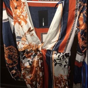 Colorful Floral Mini Satin Dress